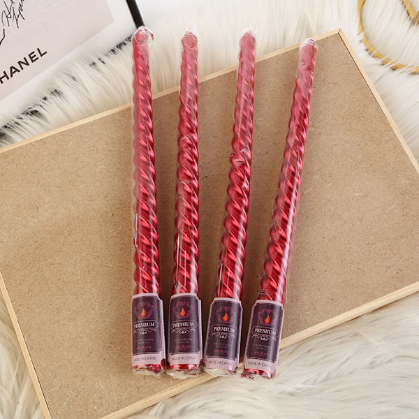 Röda spiralformade avsmalnande ljus, doftljus för middagar, hushåll, semester, födelsedagsfest, bröllop, 4-pack