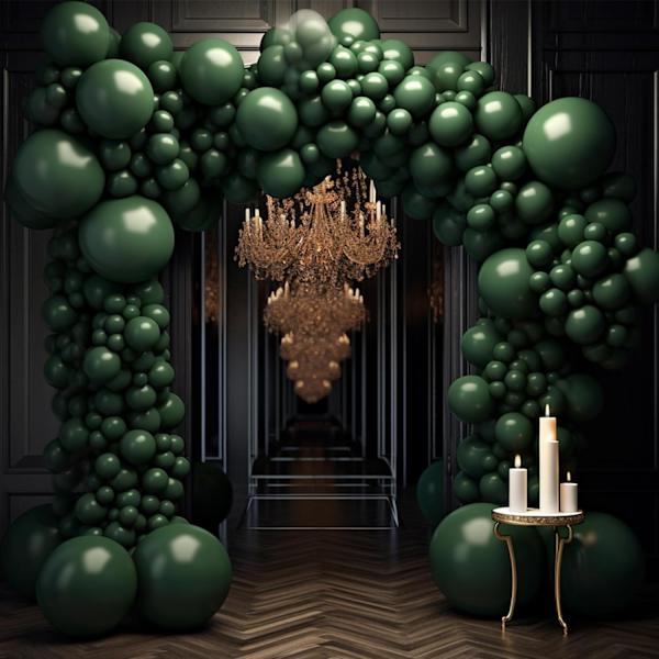 130 stk mørkegrønne ballonger i forskjellige størrelser 18\" 12\" 10\" 5\" ballongbue sett perfekt for bursdagsfest, konfirmasjon, babyshower, bryllup, dekor Dark Green