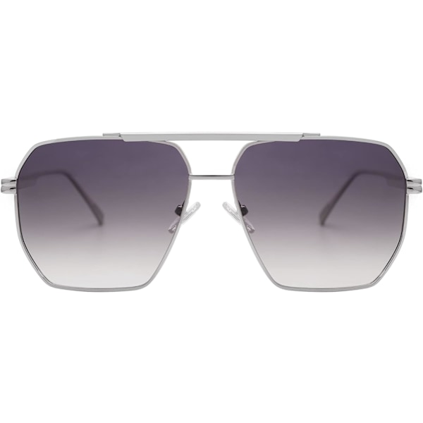 Retro Ylisuuret Neliömäiset Polarisoivat Aurinkolasit Naisille Ja Miehille Vintage Sävyt UV400 Klassiset Suuret Metalliset Aurinkolasit Silver Grey