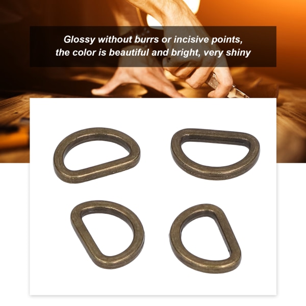10 st D-ringar Pålitlig Hållbar Glänsande Bekväm liten kompakt dekorativ väska Spännen för DIY-hantverk Bronze