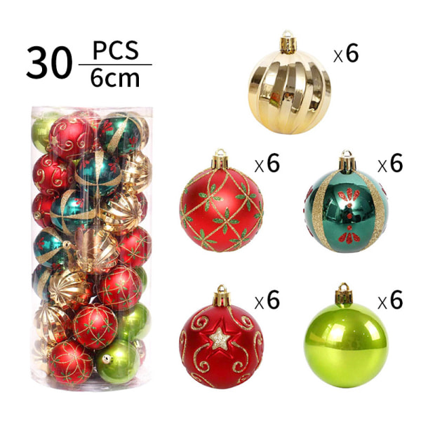 Julgranskulor Set Ornament Bollar Dekoration Fantastiska dekorationer för Holiday Party Bröllop (Röd Grön Vit, 30 st)