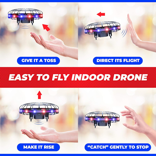 Manuell drone - Håndfri bevegelsessensor minidrone, enkelt innendørs lite UFO-leketøy flyball droneleketøy for gutter og jenter