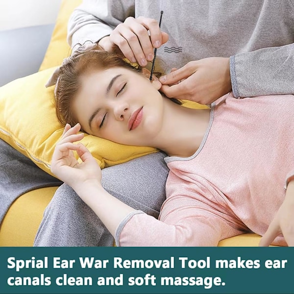 Spiral øre renser spiral ørevoks fjerner ørevoks renser ørevoks fjerning sett metall øre renser dobbelt ende spiral skrape øre rengjøring sett svart Black