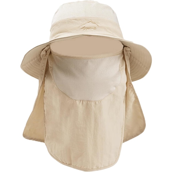 Solhattar för män och kvinnor, fiskehatt UPF 50+ andningsbar bred brätte sommar UV-skyddande hatt Beige