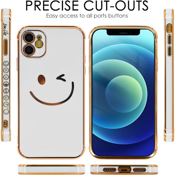 Designat för iPhone 11 Skal - Mjukt TPU-skal med Smiley Face-tryck, Kameralinsskydd och Förhöjda Förstärkta Hörn
