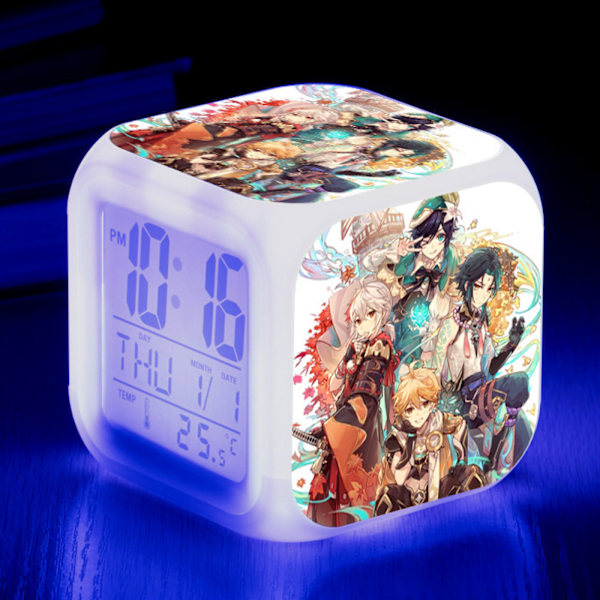 Japansk Anime Original God Square Färgglad Väckarklocka Ny Kreativ Stor Skärm Digital Elektronisk Klocka（8）
