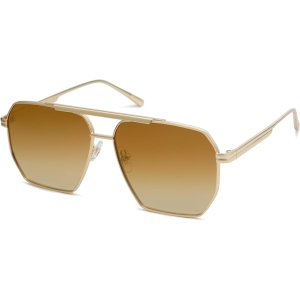 Retro Ylisuuret Neliömäiset Polarisoivat Aurinkolasit Naisille Ja Miehille Vintage Sävyt UV400 Klassiset Suuret Metalliset Aurinkolasit Gold Gradient Brown