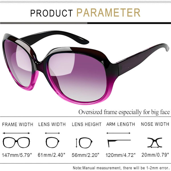 Polarisoidut aurinkolasit naisille, trendikkäät, ylisuuret, suuret ajolasit, naisten UV-suojatut suuret aurinkolasit gradient Purple Gradient