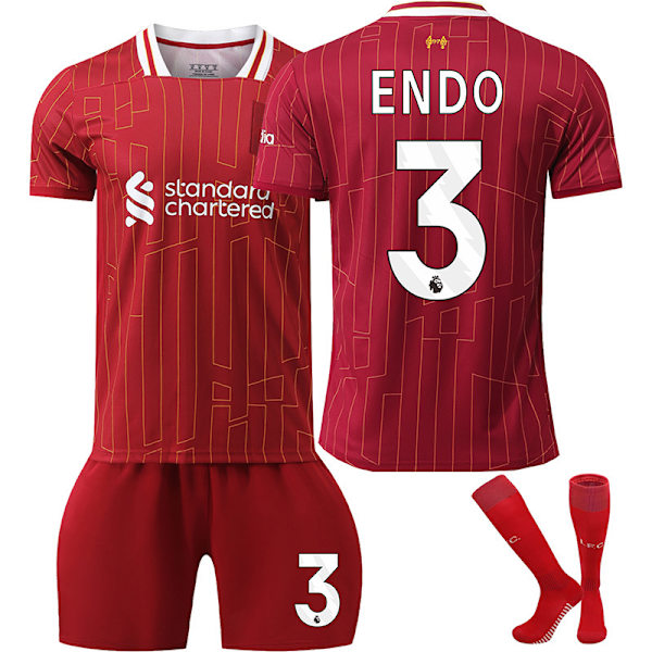 Fodboldtrøjer Liverpool NO.3 Endo Fodbold til drenge med Fodboldtrøjer Shorts Strømper, Fodboldtrøje Gave til drenge og piger S