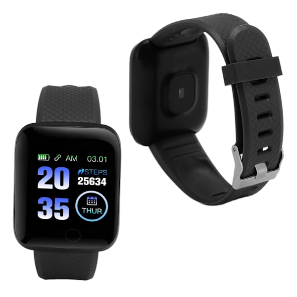 116 Plus Smart Watch 1,3 tums TFT färgskärm IP67 Vattentät Sport Smart Watch med Bluetooth meddelandepåminnelse Black
