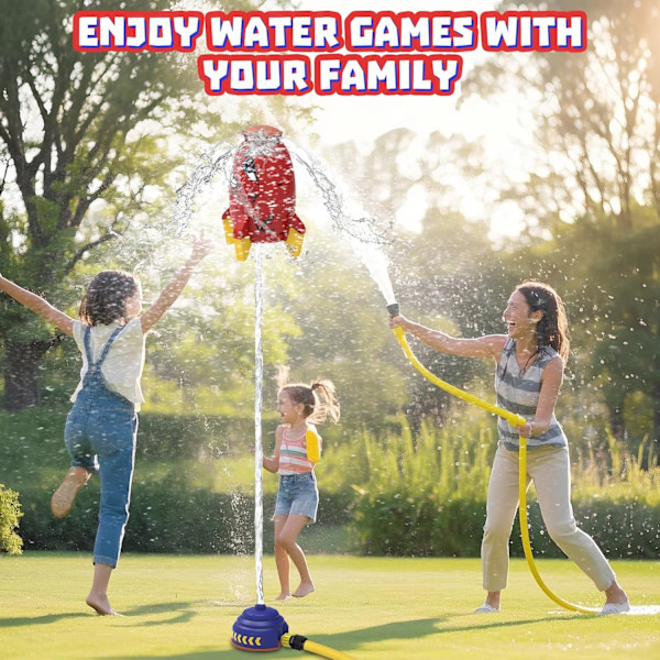 Sprinkler Raket Launcher Legetøj til Børn - Udendørs Vandlegetøj Vandstænk Raket, Sommerhave Plæner Vandlegetøj Spray 360-Graders Ro Red rocket 25.40 x 12.70 x 12.70 cm