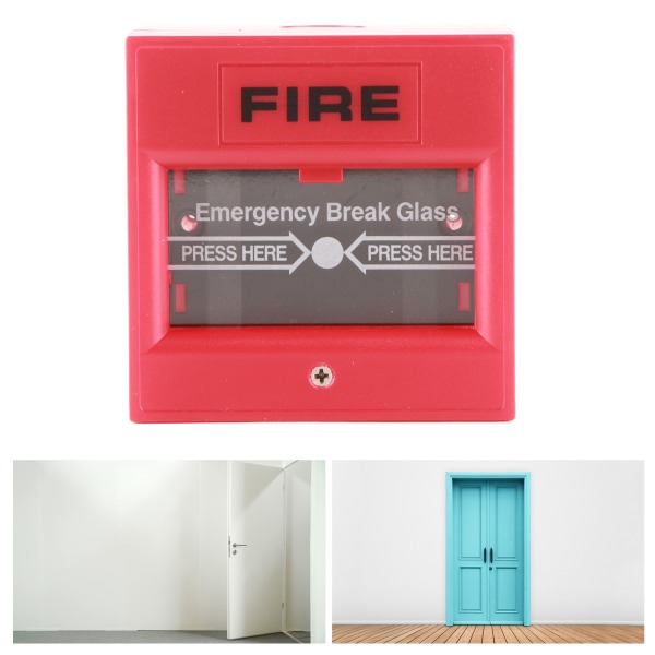 Glassbruddsalarmknapp Manuell tilbakestilling Brannsikker rød for rømningsdørsikkerhetssystem