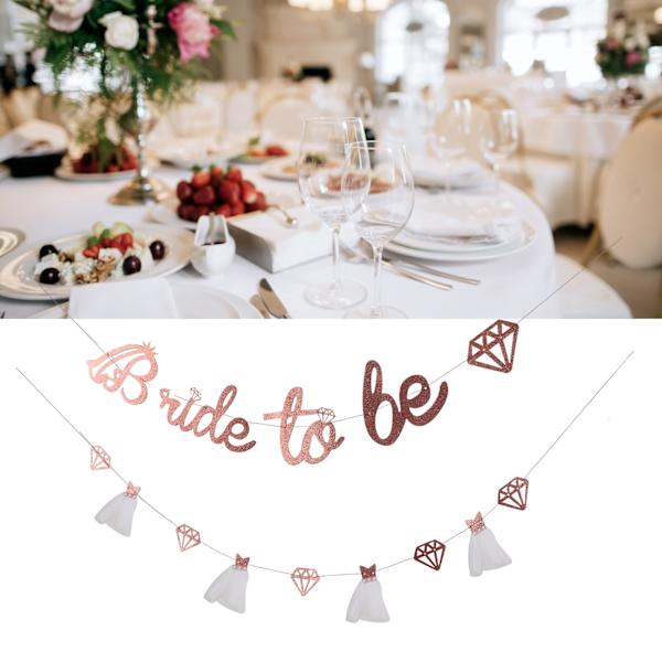 Brudbrud Banner Guld Glitter Papper Glänsande Charmig Brudbrud Skylt Papper Mesh Brud Till Vara Banner För Brudbrud Rose Gold