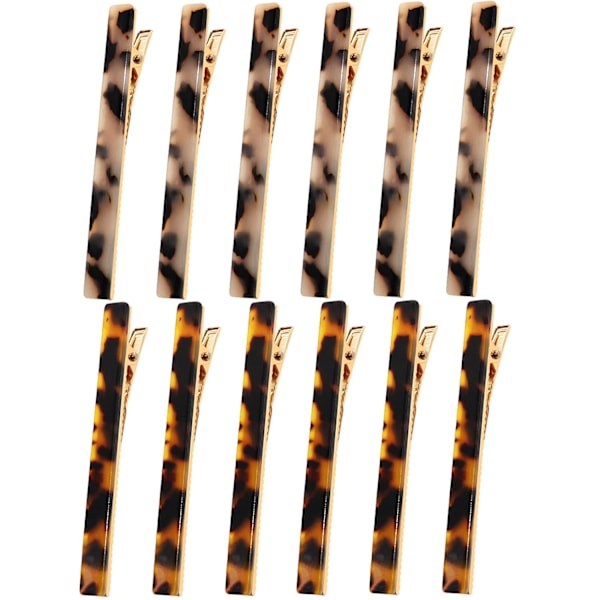 12 st Leopardsmönstrade hårklämmor i harts, sköldpaddsskal, hårklämmor för kvinnor 12 Pcs Leopard Print