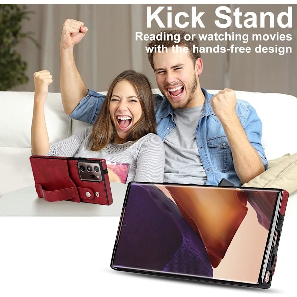 Designat för Samsung Galaxy Note 20 5G Plånboksfodral med Justerbar Handledsrem Ställ PU Läder Kreditkortshållare Stöttåligt