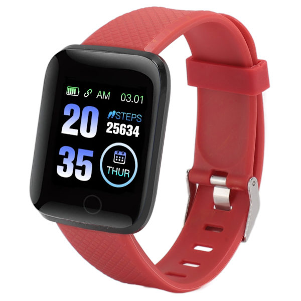 116 Plus Smart Watch 1,3 tums TFT färgskärm IP67 Vattentät Sport Smart Watch med Bluetooth meddelandepåminnelse Red