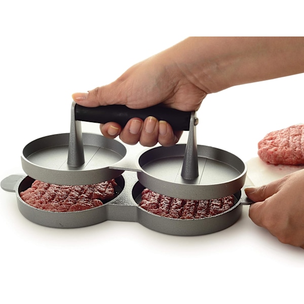 Tuplaburgeriprässi - Valmistaa 2 pihviä kerralla, tarttumaton pihvintekijä takaa tasaiset tulokset, helppo puhdistaa, kotiin, grillaukseen, ravintolaan 2 Patties