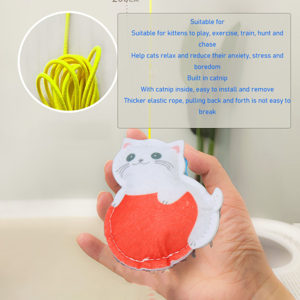 Hanging Door Interactive Cat Toy Felt Kitten Shape Retractable Cat Teaser Toys for Exercise Relaxing