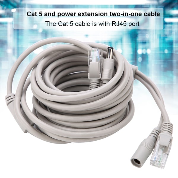 5M/10M/15M/20M RJ45+DC Ethernet CCTV-kabel for IP-kameraer NVR-system 10Mbps100Mbps (5M) Type 3