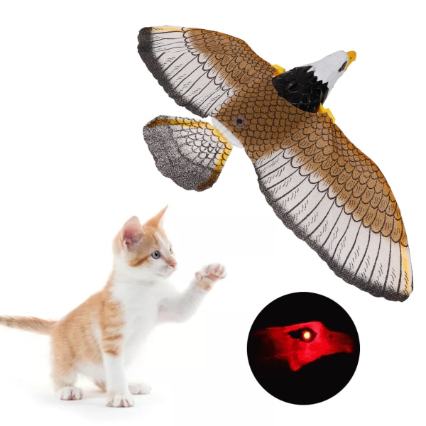 Interactive Cat Toy Lifelike Eagle Shape Sound Light Automatic Bird Kitten Toy for Door Wall Ceiling