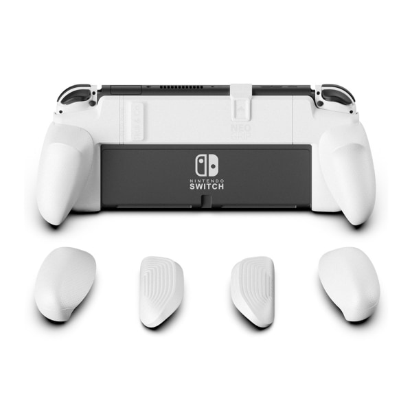 NeoGrip Bundle: ett ergonomiskt grepp hårt skal med utbytbara grepp [för att passa alla handstorlekar] för Nintendo Switch OLED och vanlig modell