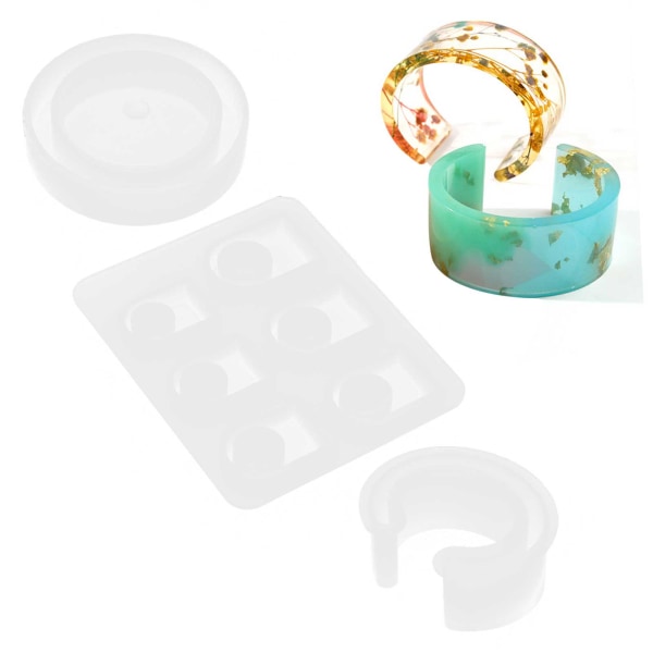 3 stk Silikonform Stor Størrelse Moteriktig Ring C-formet Armbånd Drypp Lim Formsett for DIY Håndlaget