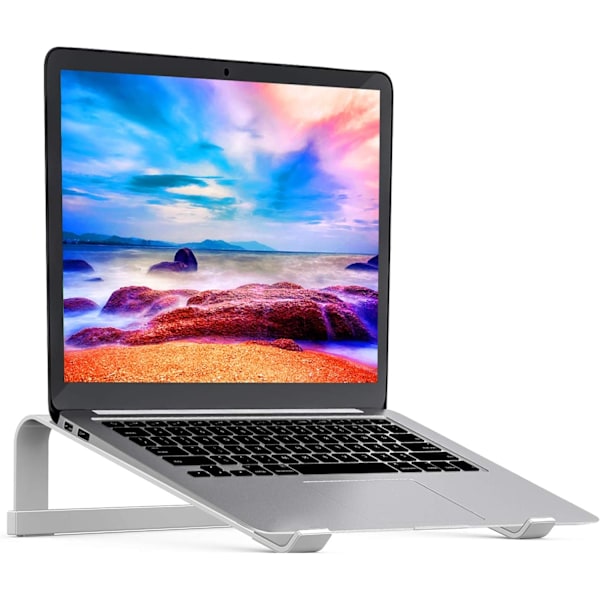 Ergonomiskt laptopställ med stabil kylningsdesign, justerbar höjd för bekväm visning, passar 12-16 tums bärbara datorer, perfekt för Silver
