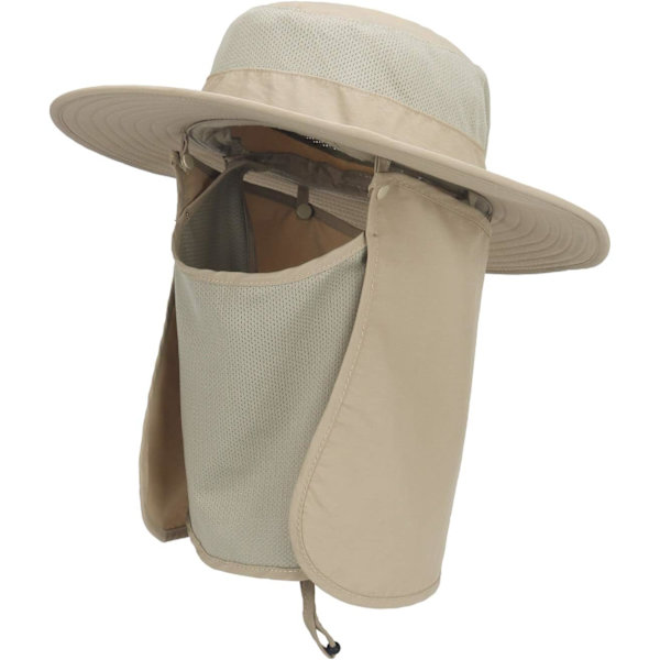 Utomhus solhatt UPF 50 skydd Vattentät fiskehatt Ansiktsmask Sommar nackskydd hatt Kakhi