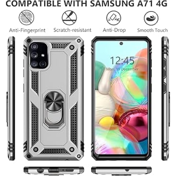 Samsung Galaxy A71 mobilskal, militärklassat stöttåligt skydd, klarar 4,5 meters falltest, skyddande skal med magnetiskt stöd