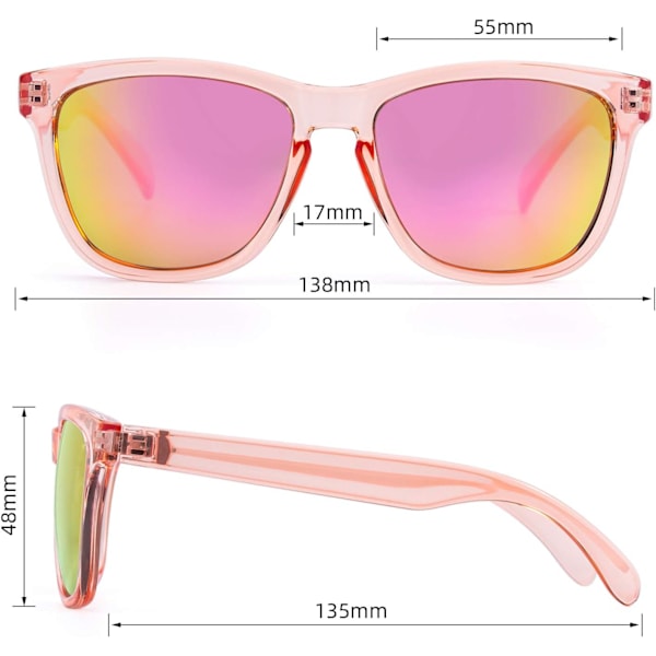 Womens Solglasögon UV400 Spegelglas, Passar för Utomhus, Semester, Körning Light Orange
