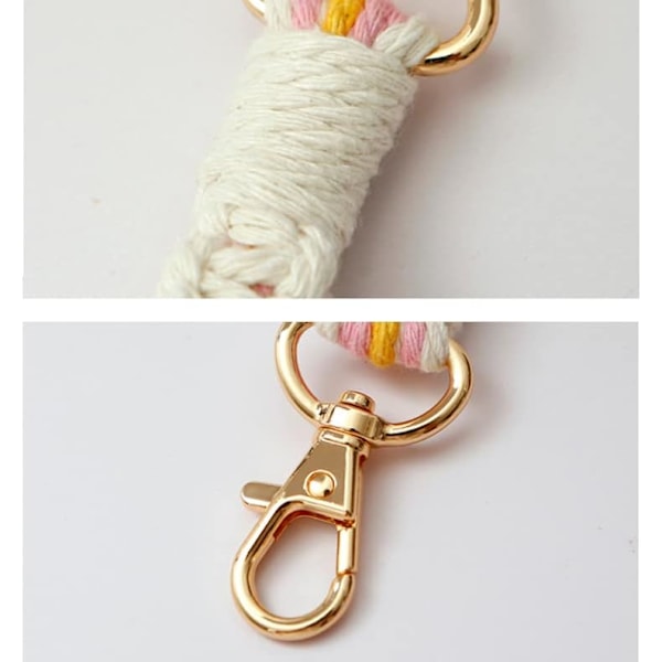 Handgjord handledsnyckelring för kvinnor med nyckelring Macrame-snören för nycklar Robust nyckelring för bilnycklar White Flower