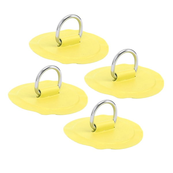 D-ring lapp i rund form, lett D-ring PVC-lapp for oppblåsbar båt, surfebrett, stående padlebrett, 4 stk, gul