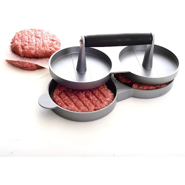 Tuplaburgeriprässi - Valmistaa 2 pihviä kerralla, tarttumaton pihvintekijä takaa tasaiset tulokset, helppo puhdistaa, kotiin, grillaukseen, ravintolaan 2 Patties
