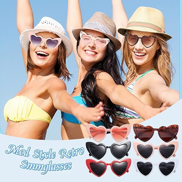 Hjärtformade solglasögon för kvinnor Trendiga kärleksglasögon Retro solglasögon