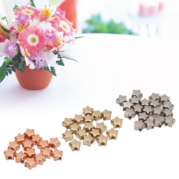 50Pcs Jewelry Making Beads Star Shaped Approx 0.5 Diameter 3 Colors Durable Plastic Widely Used Plastic Spacer Beads