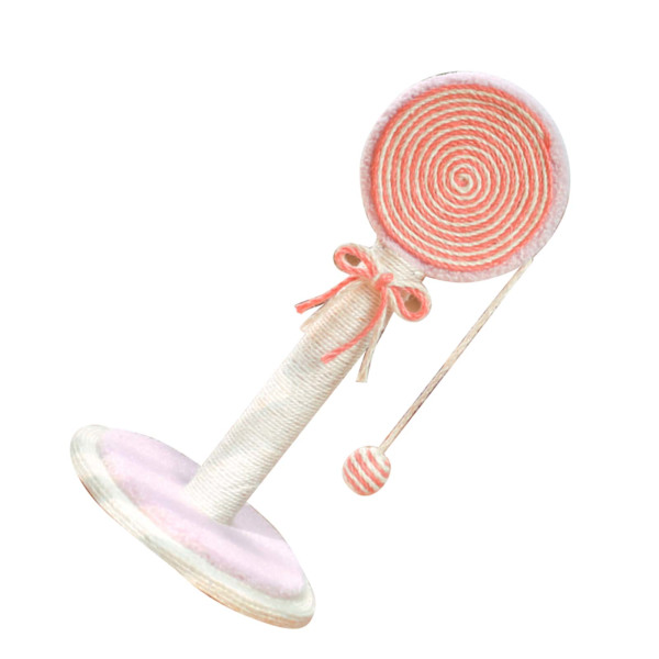 Kattklätterställning Lollipop-formad Sisal Kloslipande Interaktiv Multifunktionell Kattorn för Kattunge Rosa