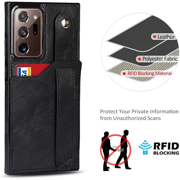 Designad för Samsung Galaxy Note 20 Ultra/Note20 Plus 5G Plånboksfodral med Justerbar Handledsrem Ställ PU Läder Kreditkortsfack