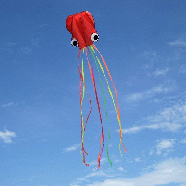 Kite Pack 3 färger Vacker stor enkel flygande drake för barn-Mjukvara bläckfisk-Den är stor! 31 tum bred med lång svans 157 tum lång-Perfekt för Beac