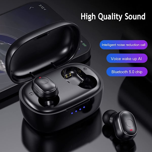 Trådløse ørepropper for små ørekanaler, søte farger Bluetooth-ørepropper, intelligent støyreduksjonssamtale, oppslukende premiumlyd langdistanseforbindelse Blue