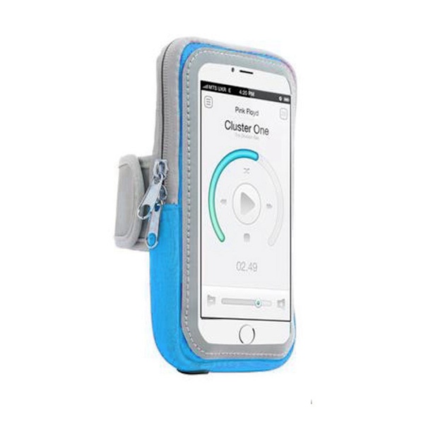 Vattentät löpararmband för utomhusbruk för män och kvinnor, passar telefoner på 5,1-7 tum (Plus size-6,6-7 tum mobiltelefon)   blå