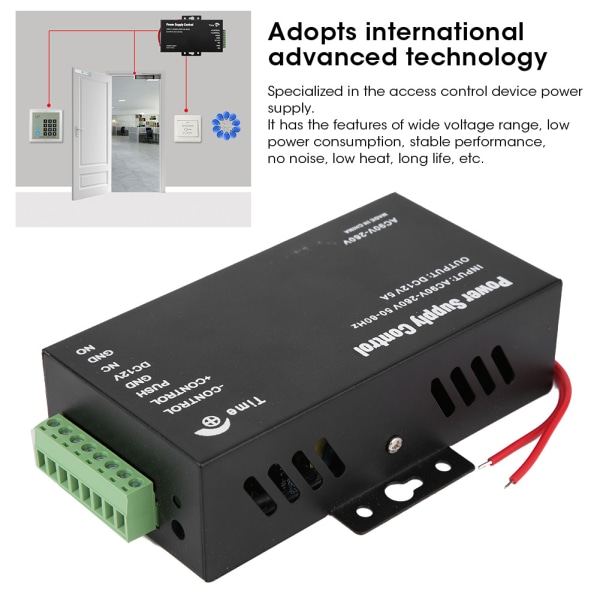 Strømforsyningskontroll Backup Batteriport for Dørtilgangskontor Sikkerhetssystem AC90‑260V til DC12V 5A