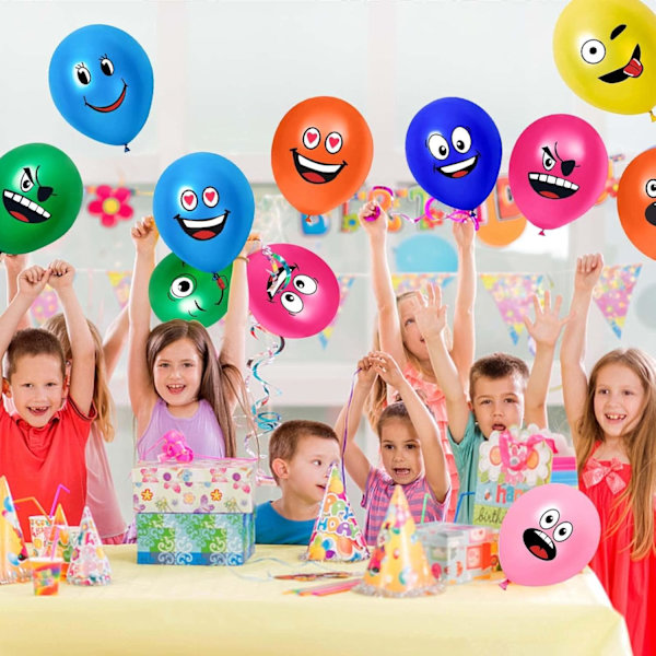 100 st Emotion Series Latexballonger, Emoji Latex 12\" Ballonger, Emoji Ballonger Latex Emotion Smiley Face Ballonger, Födelsedagsballong, Col