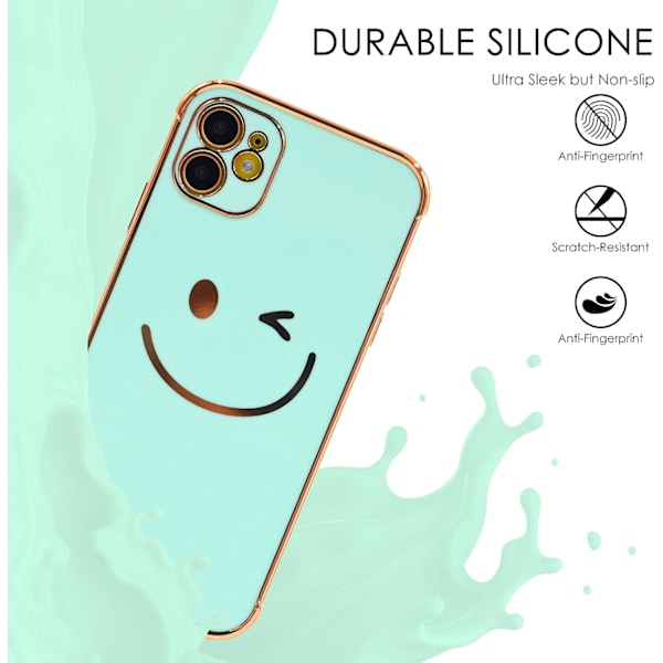 Designet til iPhone13 - Blødt TPU Telefoncover med Smiley Face Print Mønster, Kameralinsebeskyttelse og Hævede Forstærkede Hjørner