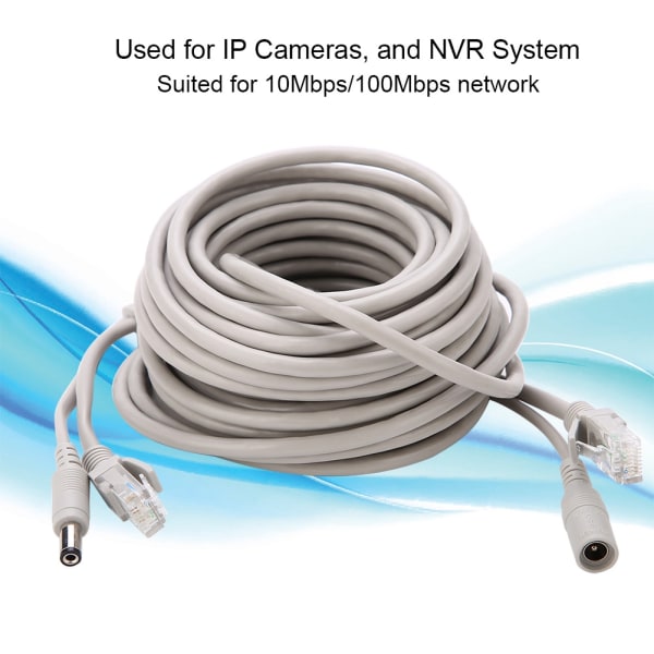 5M/10M/15M/20M RJ45+DC Ethernet CCTV-kaapeli IP-kameroihin NVR-järjestelmä 10Mbps100Mbps (15M) Type 4