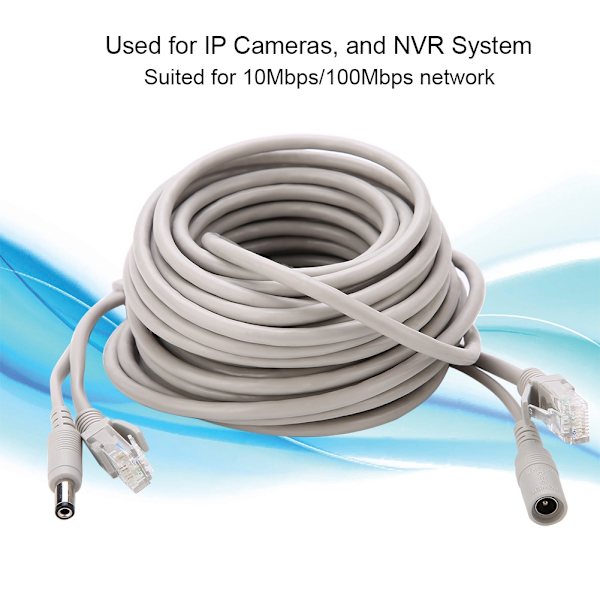 5M/10M/15M/20M RJ45+DC Ethernet CCTV-kabel til IP-kameraer NVR-system 10Mbps100Mbps (15M) Type 4