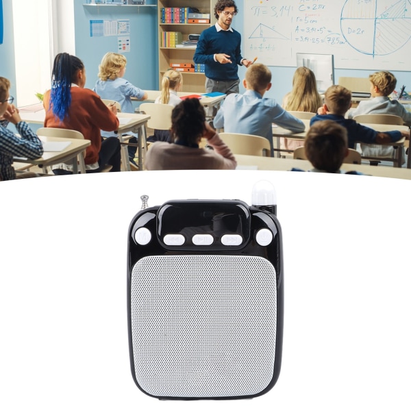 Röstförstärkare Bärbar Uppladdningsbar Bluetooth Röstförstärkare med Trådlös Mikrofon Headset för Lärare Guide Black