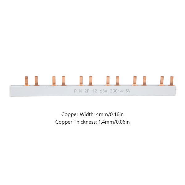 PIN TYPE Kobber samleskinne 63A 2P 12-veis PVC God ledningsevne for effektbryter distribusjonsboks 230‑415V
