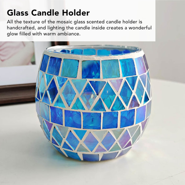 Lila Blå Mosaik Glas Ljusstake Romantisk DIY Doftljuskopp Tealight Stativ för Vardagsrum