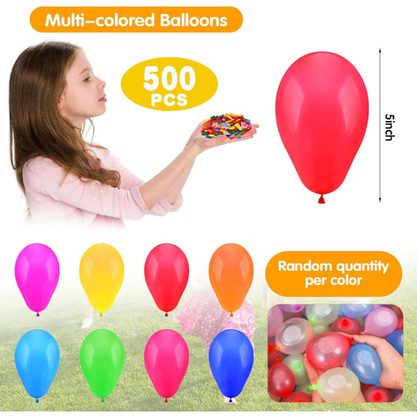 500 st Små Vattenballonger Bulk - Sommarplaskskoj, Bröllopsfödelsedagsfestspel Dekor All kinds of colors 12cm