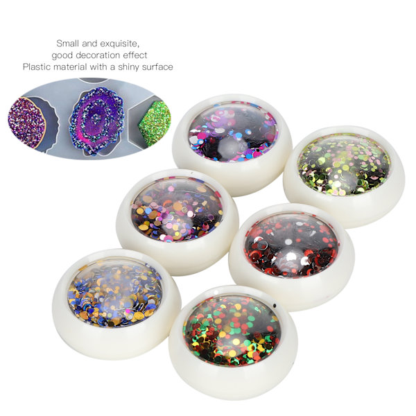 6 bokser runde paljetter plast fargerike glitter dekorative smuler DIY pynt forsyninger